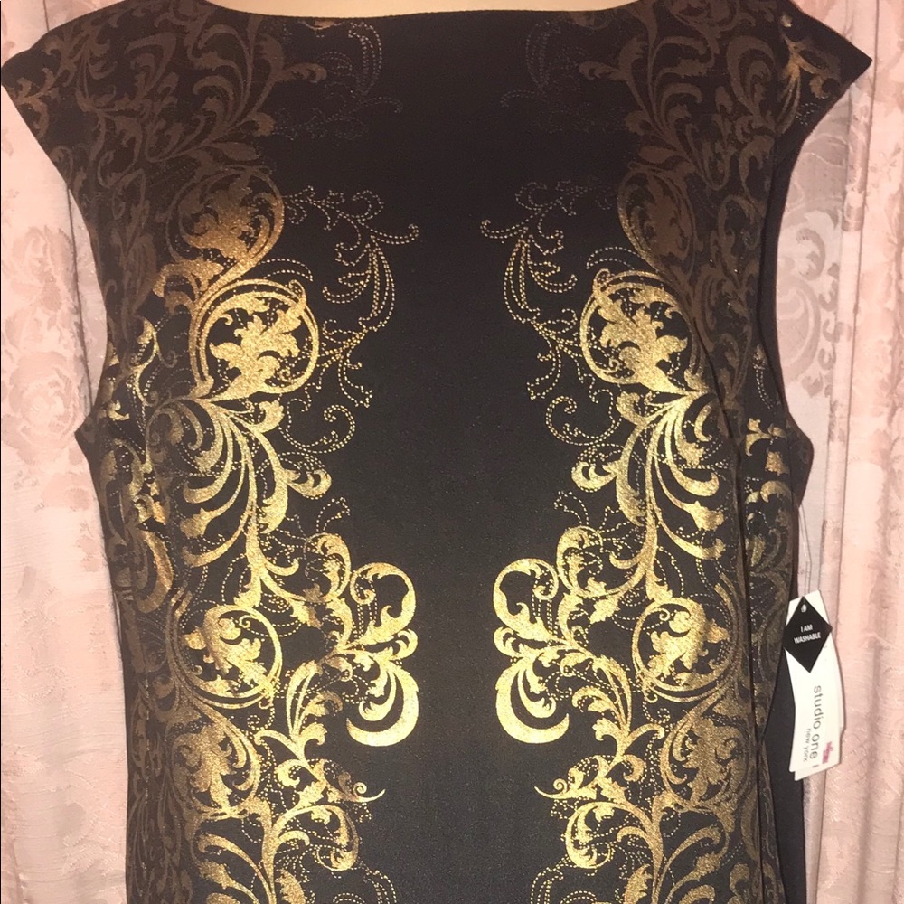 Black and Gold sleeveless formal dress